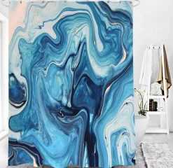 Aqua Essence Badezimmer-Marmor-Duschvorhang-Set – Stilvolles Badezimmerdekor