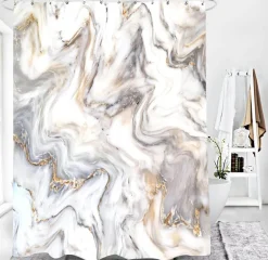 Aqua Essence Badezimmer-Marmor-Duschvorhang-Set – Stilvolles Badezimmerdekor
