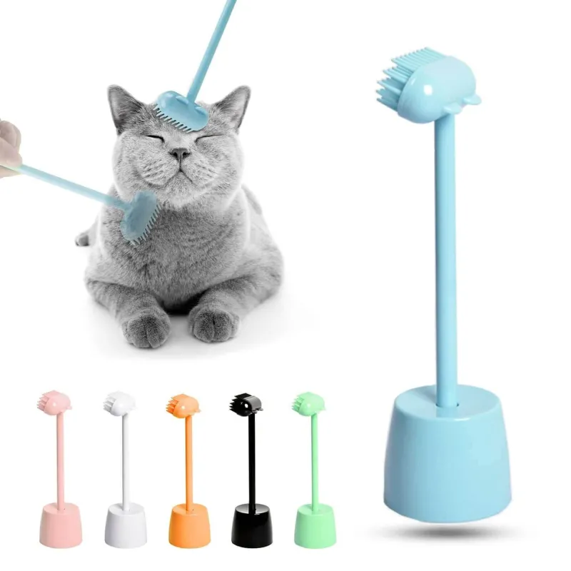 TailTrend Haustierspielzeug-Massagebürste zur Katzenpflege – Interaktives Haustierspielzeug mit Ständer