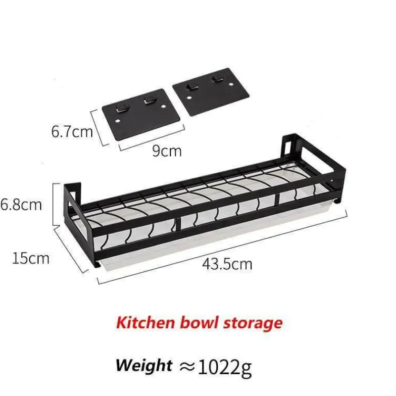 Cozy Living Küche & Esszimmer|Möbel-Mattschwarze Küchenaufbewahrung aus Metall ohne Bohren