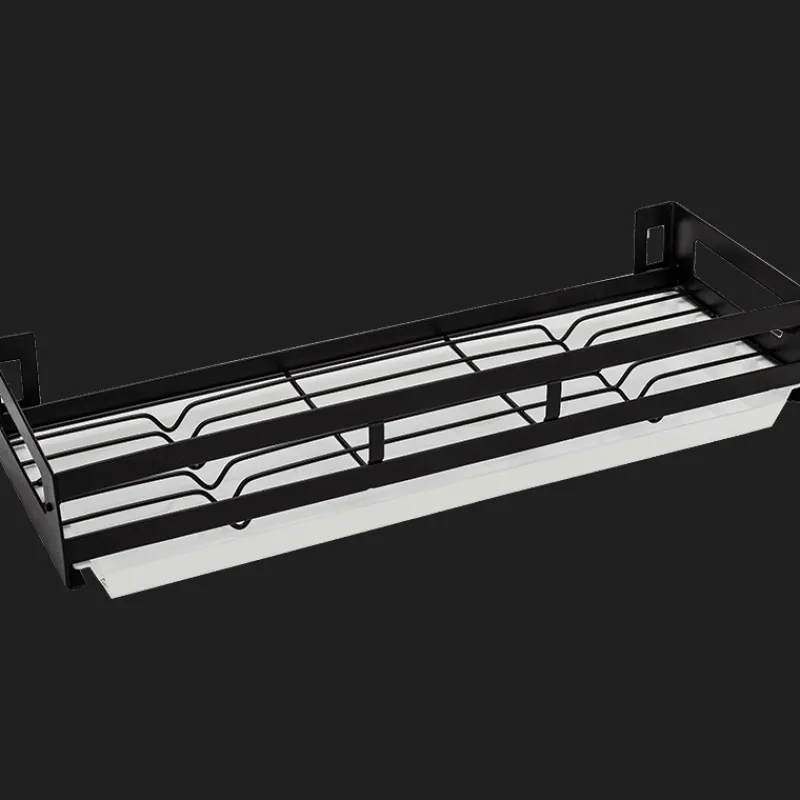 Cozy Living Küche & Esszimmer|Möbel-Mattschwarze Küchenaufbewahrung aus Metall ohne Bohren