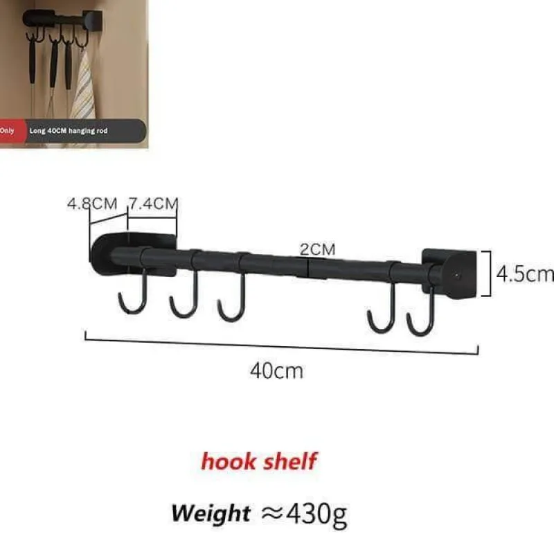 Cozy Living Küche & Esszimmer|Möbel-Mattschwarze Küchenaufbewahrung aus Metall ohne Bohren