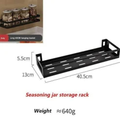 Cozy Living Küche & Esszimmer|Möbel-Mattschwarze Küchenaufbewahrung aus Metall ohne Bohren