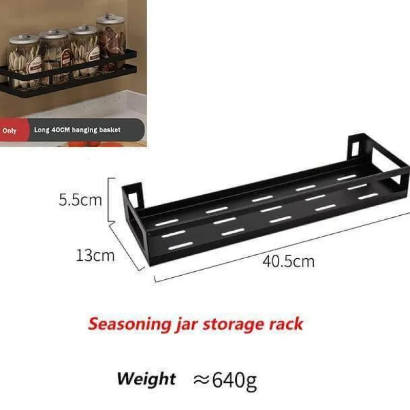 Cozy Living Küche & Esszimmer|Möbel-Mattschwarze Küchenaufbewahrung aus Metall ohne Bohren