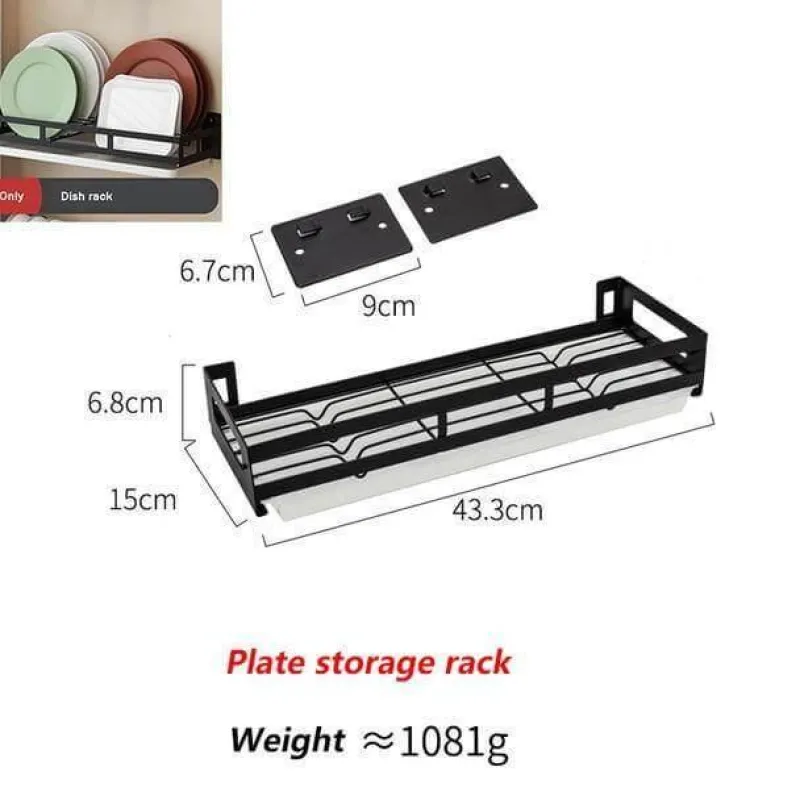 Cozy Living Küche & Esszimmer|Möbel-Mattschwarze Küchenaufbewahrung aus Metall ohne Bohren