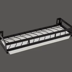 Cozy Living Küche & Esszimmer|Möbel-Mattschwarze Küchenaufbewahrung aus Metall ohne Bohren