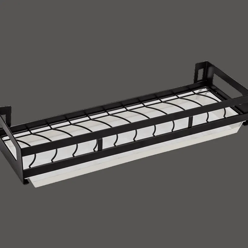 Cozy Living Küche & Esszimmer|Möbel-Mattschwarze Küchenaufbewahrung aus Metall ohne Bohren