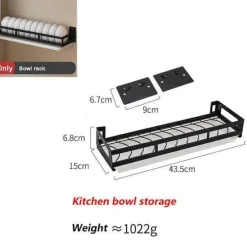 Cozy Living Küche & Esszimmer|Möbel-Mattschwarze Küchenaufbewahrung aus Metall ohne Bohren