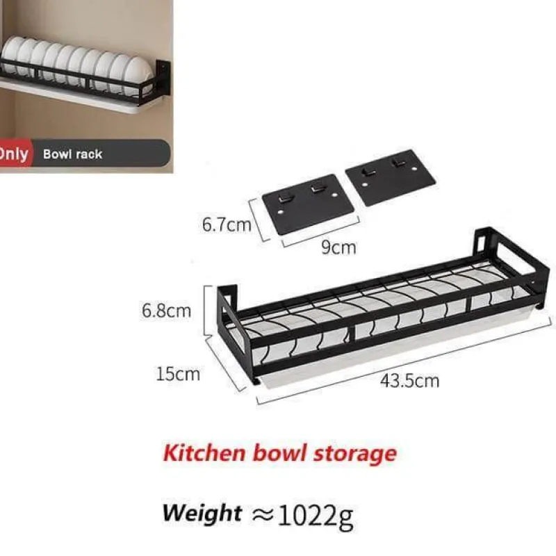 Cozy Living Küche & Esszimmer|Möbel-Mattschwarze Küchenaufbewahrung aus Metall ohne Bohren