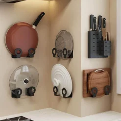 Cozy Living Küche & Esszimmer|Möbel-Mattschwarze Küchenaufbewahrung aus Metall ohne Bohren