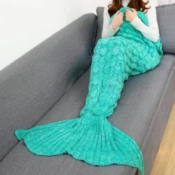 Cozy Haven Bettzeug-Meerjungfrauendecke - Handgemachter gemütlicher Schlafüberwurf