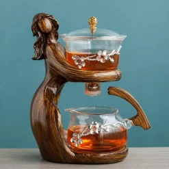 The Decor Haven Küche & Esszimmer-Meerjungfrau-Teekanne – Traumhaftes Teeservice aus Holz