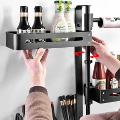 Space Savvy Küche & Esszimmer-Mehrschichtiges drehbares Küchenregal – Aufbewahrungs-Organizer ohne Lochen