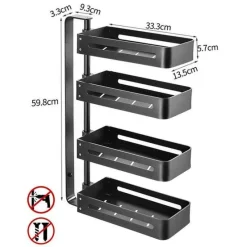 Space Savvy Küche & Esszimmer-Mehrschichtiges drehbares Küchenregal – Aufbewahrungs-Organizer ohne Lochen