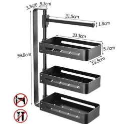 Space Savvy Küche & Esszimmer-Mehrschichtiges drehbares Küchenregal – Aufbewahrungs-Organizer ohne Lochen