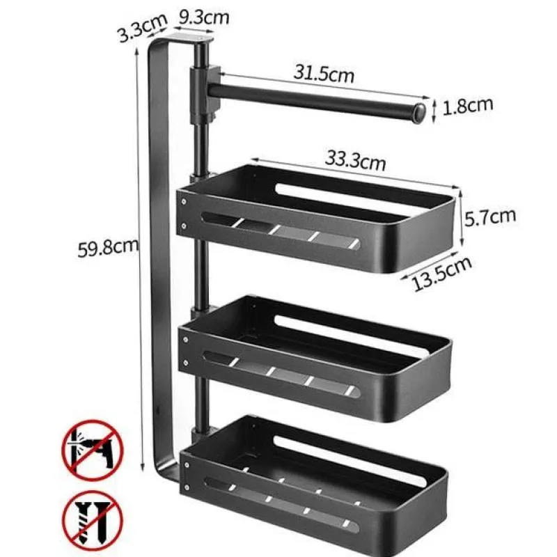 Space Savvy Küche & Esszimmer-Mehrschichtiges drehbares Küchenregal – Aufbewahrungs-Organizer ohne Lochen