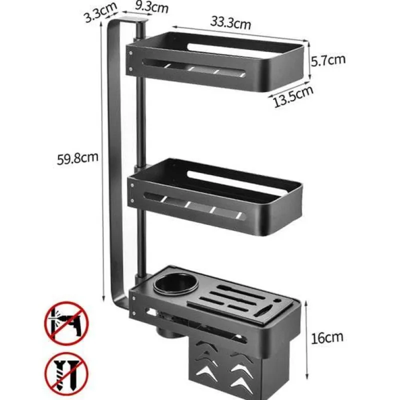 Space Savvy Küche & Esszimmer-Mehrschichtiges drehbares Küchenregal – Aufbewahrungs-Organizer ohne Lochen