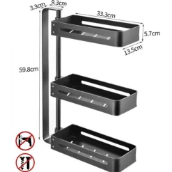 Space Savvy Küche & Esszimmer-Mehrschichtiges drehbares Küchenregal – Aufbewahrungs-Organizer ohne Lochen