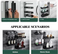 Space Savvy Küche & Esszimmer-Mehrschichtiges drehbares Küchenregal – Aufbewahrungs-Organizer ohne Lochen