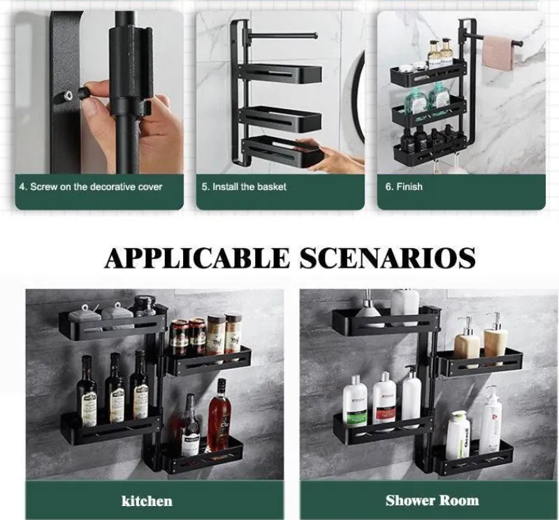 Space Savvy Küche & Esszimmer-Mehrschichtiges drehbares Küchenregal – Aufbewahrungs-Organizer ohne Lochen