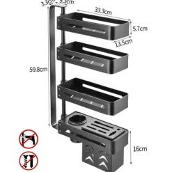 Space Savvy Küche & Esszimmer-Mehrschichtiges drehbares Küchenregal – Aufbewahrungs-Organizer ohne Lochen