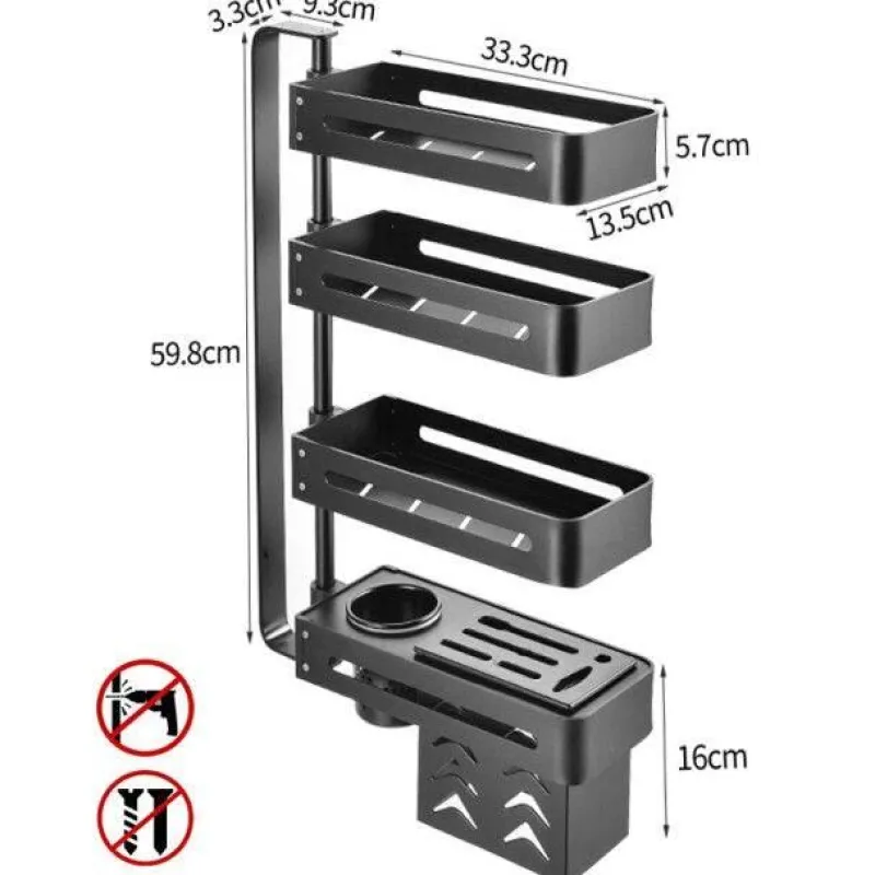 Space Savvy Küche & Esszimmer-Mehrschichtiges drehbares Küchenregal – Aufbewahrungs-Organizer ohne Lochen