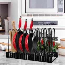 Space Savvy Küche & Esszimmer-Mehrstufiger, verstellbarer Pfannen-Organizer für die Küche – platzsparendes Kochgeschirrregal