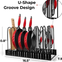 Space Savvy Küche & Esszimmer-Mehrstufiger, verstellbarer Pfannen-Organizer für die Küche – platzsparendes Kochgeschirrregal