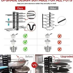 Space Savvy Küche & Esszimmer-Mehrstufiger, verstellbarer Pfannen-Organizer für die Küche – platzsparendes Kochgeschirrregal