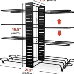 Space Savvy Küche & Esszimmer-Mehrstufiger, verstellbarer Pfannen-Organizer für die Küche – platzsparendes Kochgeschirrregal