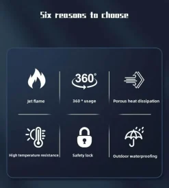 The Outdoor Vault Camping-Werkzeuge|Camping Im Freien-Metall-Turbinen-Fackelfeuerzeug - Flammenanzünder für den Außenbereich