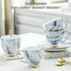 The Cozy Mug Küche & Esszimmer-Michelozzo Kaffeeset - Edles Kaffeeservice mit Tassen und Untertassen