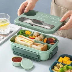 Tom Küche & Esszimmer-Mikrowellengeeignetes Bento-Lunchbox-Set mit Besteck für Kinder – 1300 ml Fassungsvermögen
