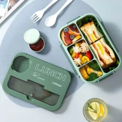 Tom Küche & Esszimmer-Mikrowellengeeignetes Bento-Lunchbox-Set mit Besteck für Kinder – 1300 ml Fassungsvermögen