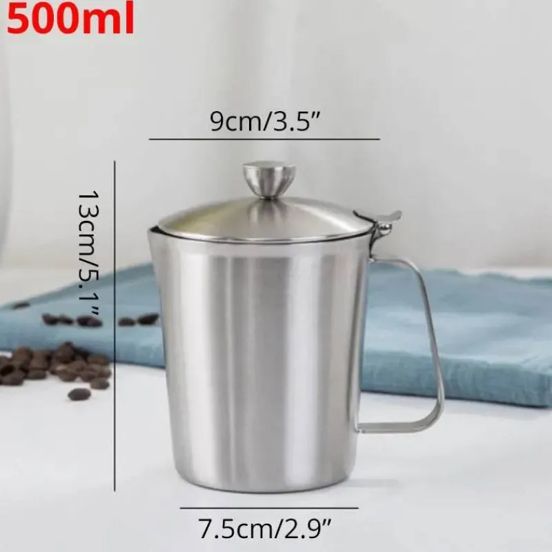 Tom Küche & Esszimmer-Milchaufschäumkrug aus Edelstahl mit Deckel - Messbecher