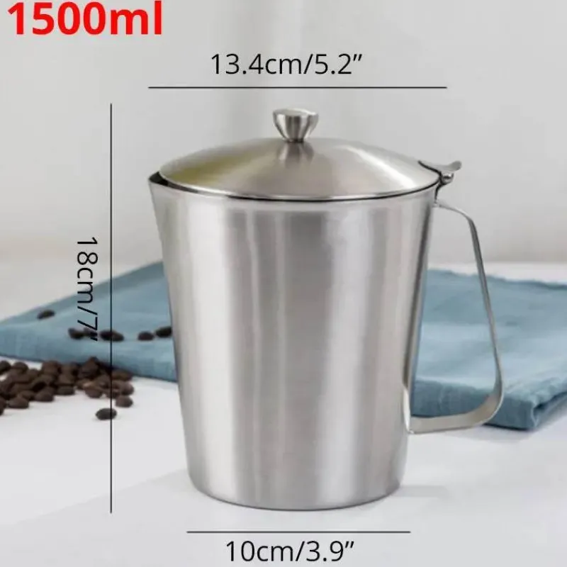 Tom Küche & Esszimmer-Milchaufschäumkrug aus Edelstahl mit Deckel - Messbecher