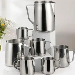 Tom Küche & Esszimmer-Milchaufschäumkrug aus Edelstahl – Barista-Werkzeug für Lattes und Cappuccinos