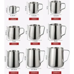 Tom Küche & Esszimmer-Milchaufschäumkrug aus Edelstahl – Barista-Werkzeug für Lattes und Cappuccinos