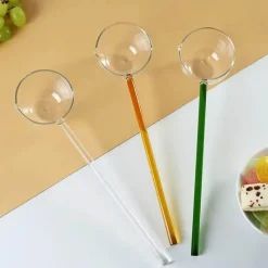 Plates u0026 More Küche & Esszimmer-Milchlöffel aus farbigem Glas – Rührlöffel für Kaffee und Desserts mit langem Griff