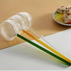 Plates u0026 More Küche & Esszimmer-Milchlöffel aus farbigem Glas – Rührlöffel für Kaffee und Desserts mit langem Griff