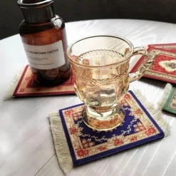 The Decor Haven Wohndeko|Küche & Esszimmer-Mini Türkischer Teppich Untersetzer - Dekorative Tassenmatte