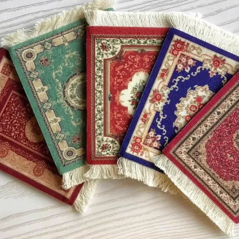 The Decor Haven Wohndeko|Küche & Esszimmer-Mini Türkischer Teppich Untersetzer - Dekorative Tassenmatte