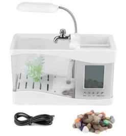 Comfort u0026 Style Heimwerkzeuge-Mini-Aquarium mit LCD-Uhr – digitales Wasser-Dekor für Zuhause