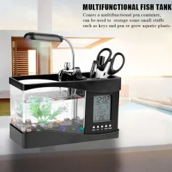 Comfort u0026 Style Heimwerkzeuge-Mini-Aquarium mit LCD-Uhr – digitales Wasser-Dekor für Zuhause