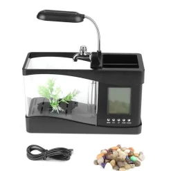 Comfort u0026 Style Heimwerkzeuge-Mini-Aquarium mit LCD-Uhr – digitales Wasser-Dekor für Zuhause