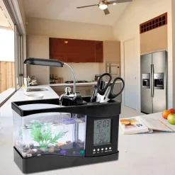 Comfort u0026 Style Heimwerkzeuge-Mini-Aquarium mit LCD-Uhr – digitales Wasser-Dekor für Zuhause