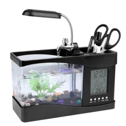 Comfort u0026 Style Heimwerkzeuge-Mini-Aquarium mit LCD-Uhr – digitales Wasser-Dekor für Zuhause