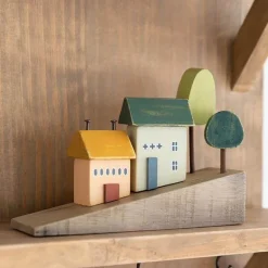 The Gilded Nest Babyspielzeug-Miniatur-Dorf-Dekor – nordischer Akzent aus Holz für das hügelige Zuhause