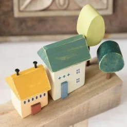 The Gilded Nest Babyspielzeug-Miniatur-Dorf-Dekor – nordischer Akzent aus Holz für das hügelige Zuhause