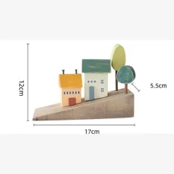 The Gilded Nest Babyspielzeug-Miniatur-Dorf-Dekor – nordischer Akzent aus Holz für das hügelige Zuhause